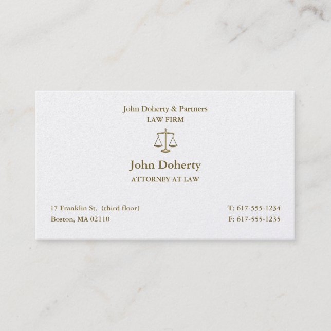 Attorney at Law | Elegant Lawyer Business Card (Front)