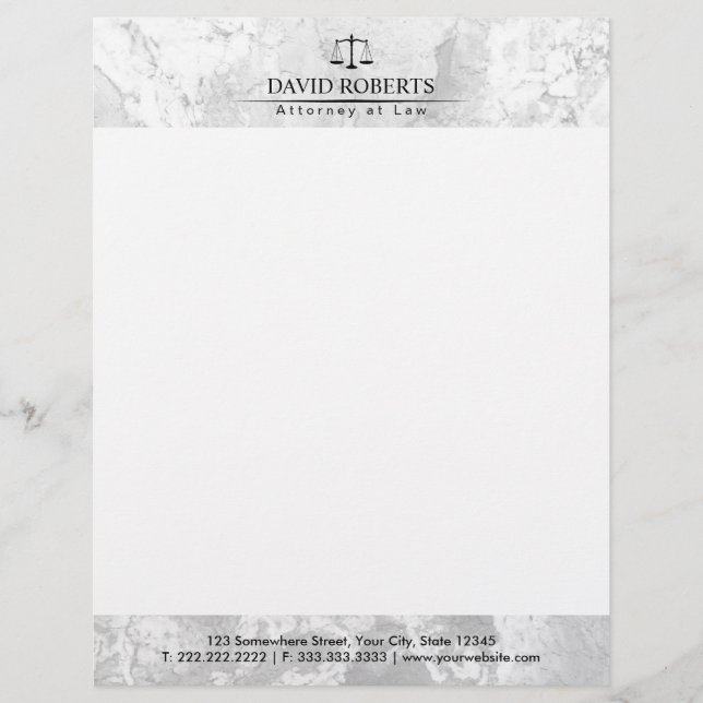 Attorney at Law Elegant Marble Texture Lawyer Letterhead (Front)