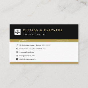 Attorney at Law Elegant Professional Gold Black Business Card
