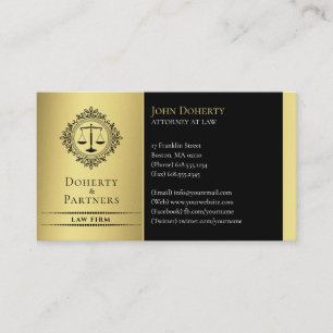 Attorney at Law Elegant Scales Black Gold Business Card