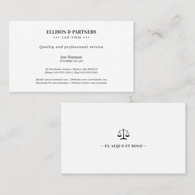 Attorney at Law | Elegant Scales Business Card (Front/Back)