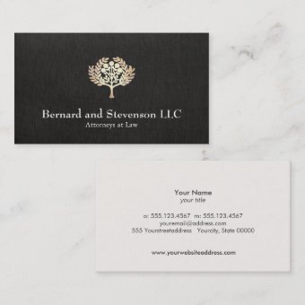 Attorney At Law Faux Gold Leaf And Black Linen Business Card 