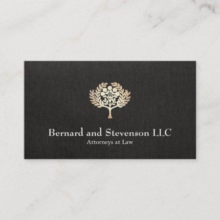 Attorney At Law Faux Gold Leaf And Black Linen Business Card