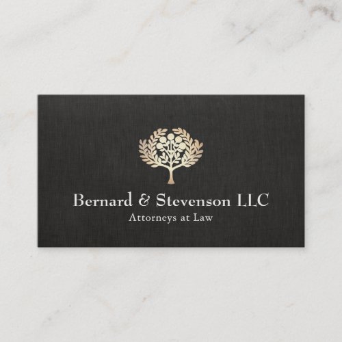 Attorney at Law Faux Gold Leaf and Black Linen Business Card Templates