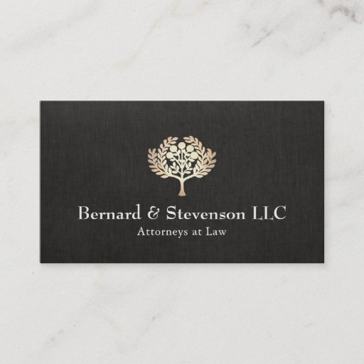 Customizable Attorney at Law Faux Gold Leaf and Black Linen Business Card Templates