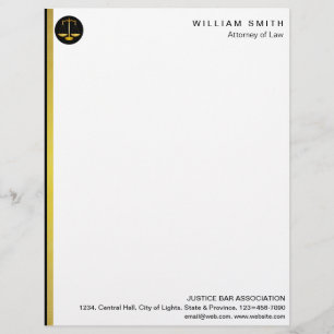 Attorney At Law Faux Gold Scale Lawyer Justice Letterhead