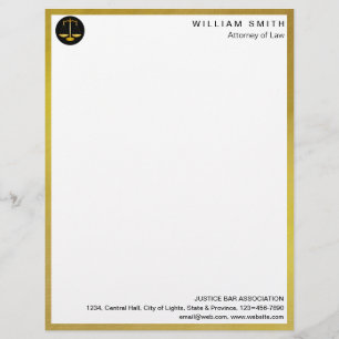 Attorney At Law Faux Gold Scale Lawyer Justice Letterhead