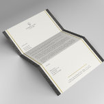 Attorney at law faux leather gold stripes elegant letterhead<br><div class="desc">Upscale lawyer office luxury elegant letterhead template featuring a black scale of justice logo and your custom text on a light ivory cream background with faux black leather and gold lines borders. Personalize it with your information! Suitable for legal, notary, lawyer, attorney, advocate, legal advisers, any other law services business....</div>