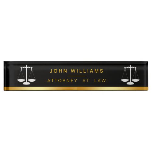 Attorney At Law Gold Black Legal Scale Classic Name Plate