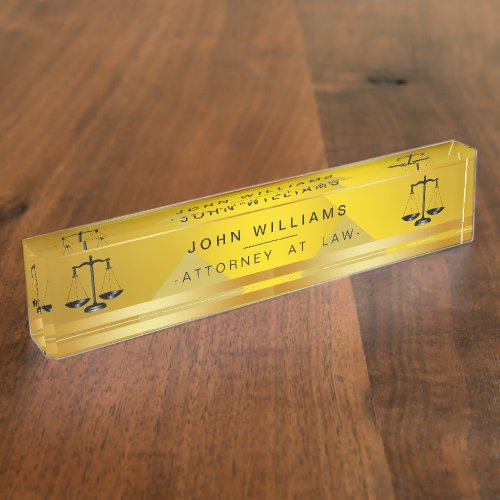 Attorney At Law Gold Black Legal Scale Classic Name Plate