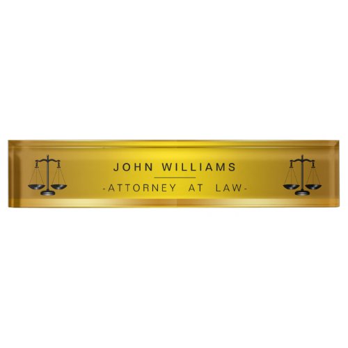 Attorney At Law Gold Black Legal Scale Classic Nameplate