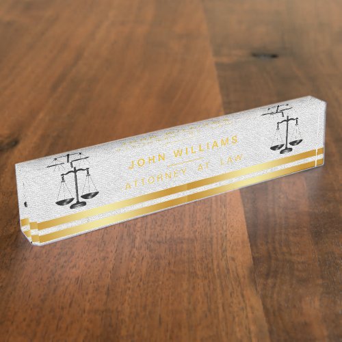 Attorney At Law Gold Black Legal Scale Classic Nameplate