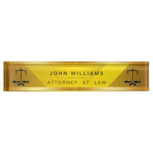 Attorney At Law Gold Black Legal Scale Classic Nameplate