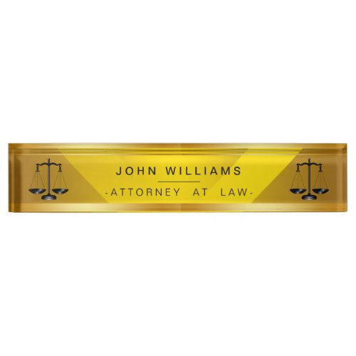 Attorney At Law Gold Black Legal Scale Classic Nameplate