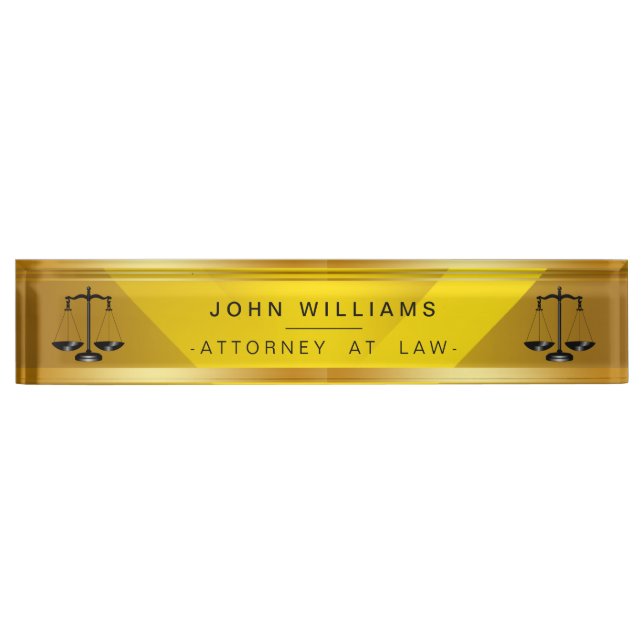 Attorney At Law Gold Black Legal Scale Classic Nameplate (Front)