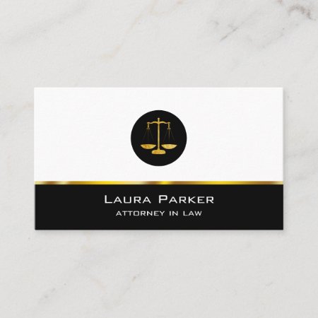 Attorney At Law Gold Black  Legal Scale Profession Business Card