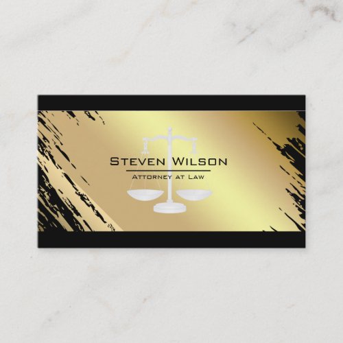 Attorney At Law Gold Black Metal Legal Scale Business Card