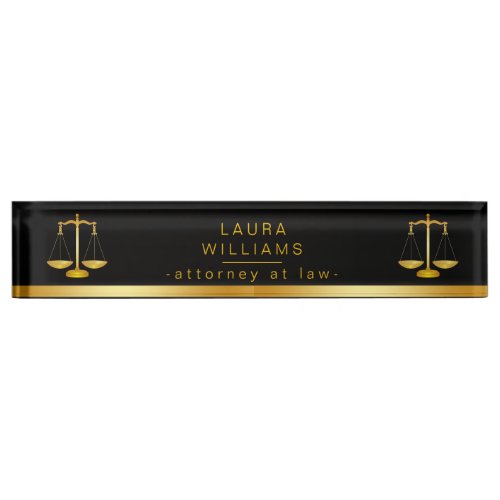 Attorney At Law Gold Black Metal Legal Scale Nameplate