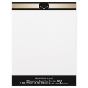 Attorney at Law Gold Border Law Scales Lawyer Letterhead