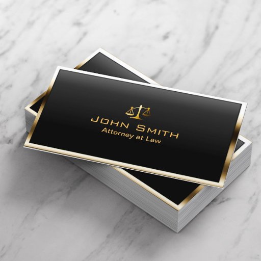 Customizable Attorney at Law Gold Border Professional Modern Business Card