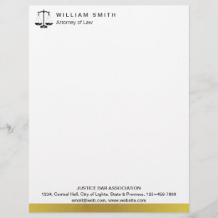 Attorney At Law Gold Metal Legal Scale Lawyer Letterhead