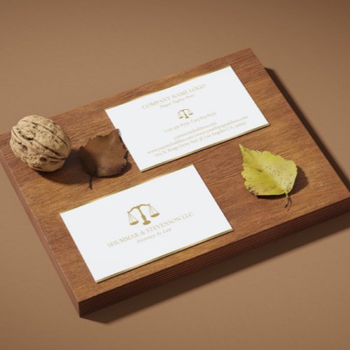 Attorney At Law_Gold Scale  Border On White Business Card