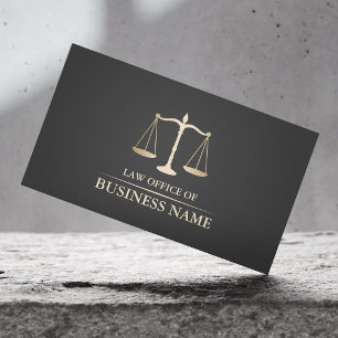 Attorney at Law Gold Scale Dark Gray Lawyer Business Card