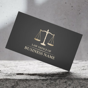 Attorney at Law Gold Scale Dark Gray Lawyer Business Card