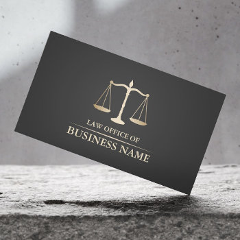 Attorney At Law Gold Scale Dark Gray Lawyer Business Card by cardfactory at Zazzle