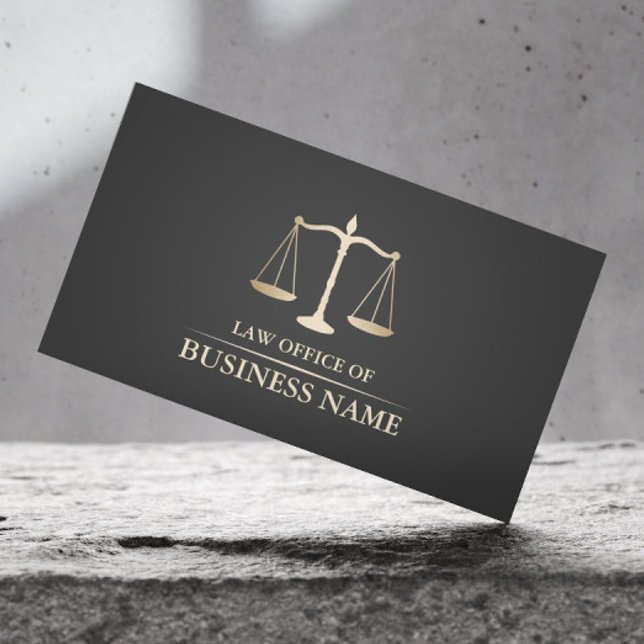 Attorney at Law Gold Scale Dark Gray Lawyer Business Card (Creator Uploaded)