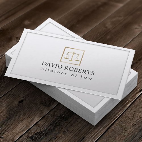 Attorney at Law Gold Scale Lawyer Classic White Business Card