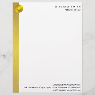 Attorney At Law Gold Scale Lawyer Justice Letterhead