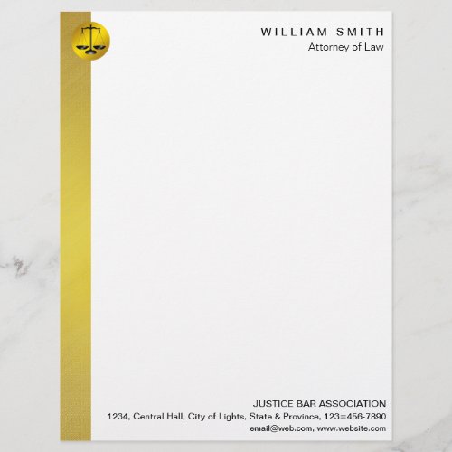 Attorney At Law Gold Scale Lawyer Justice Letterhead
