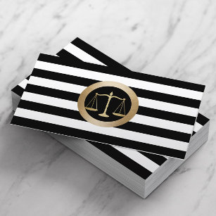 Attorney at Law Gold Scale Modern Stripes Lawyer Business Card