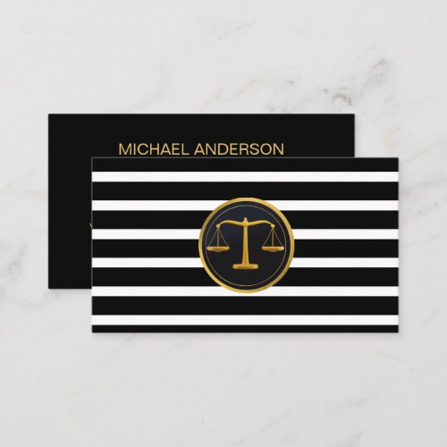 Attorney at Law Gold Scale Modern Stripes Lawyer  Business Card