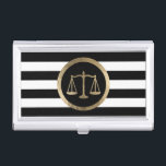 Attorney at Law Gold Scale Modern Stripes Lawyer Business Card Case<br><div class="desc">Attorney at Law Gold Scale Modern Stripes Lawyer Business Card Holder.</div>