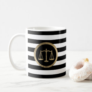 Attorney at Law Gold Scale Modern Stripes Lawyer Coffee Mug