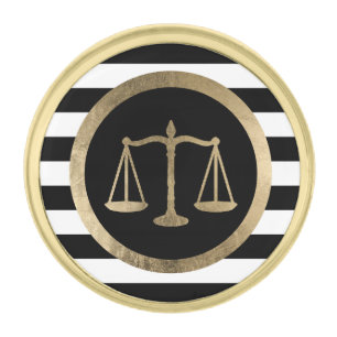 Attorney at Law Gold Scale Modern Stripes Lawyer Gold Finish Lapel Pin