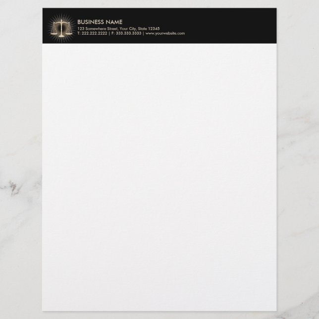Attorney at Law Gold Scale of Justice Lawyer Letterhead (Front)