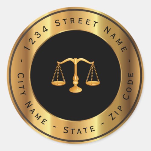 Attorney At Law Gold Scale Return Address Label