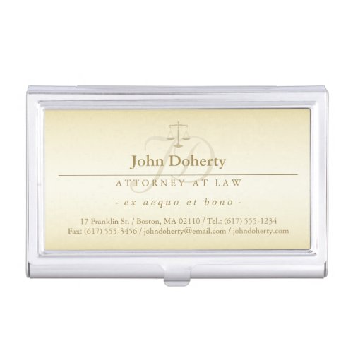 Attorney at Law  Golden Classy Scales of Justice Business Card Case