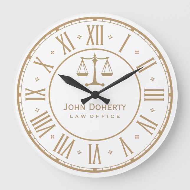 ATTORNEY AT LAW | Golden Personalizable Large Clock (Front)