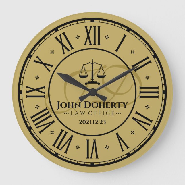 ATTORNEY AT LAW | Golden Personalizable Square Wal Large Clock (Front)