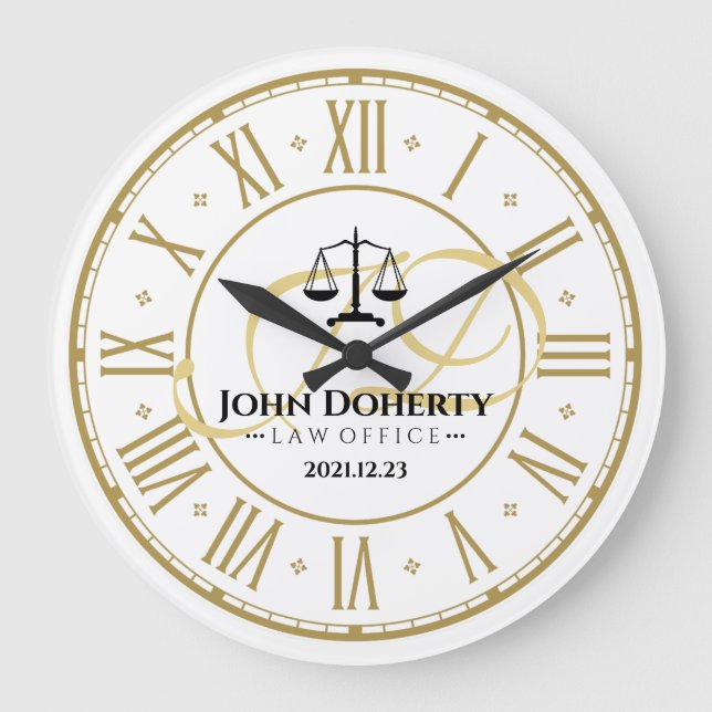 ATTORNEY AT LAW | Golden Personalizable Square Wal Large Clock (Front)