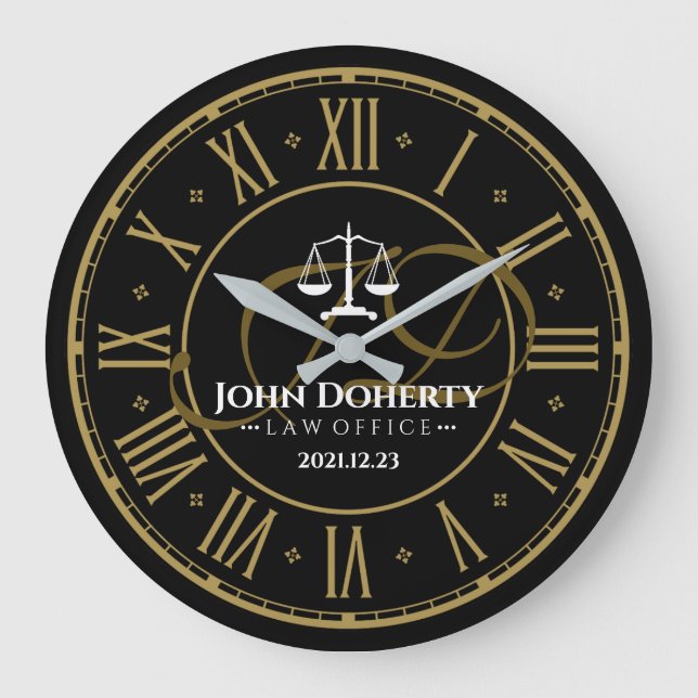 ATTORNEY AT LAW | Golden Personalizable Square Wal Large Clock (Front)