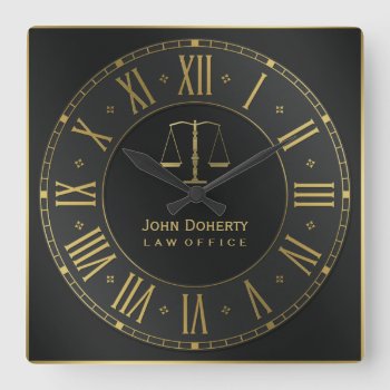 Attorney At Law | Golden Personalizable Square Wall Clock by wierka at Zazzle