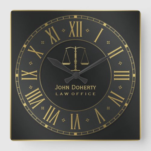 ATTORNEY AT LAW  Golden Personalizable Square Wall Clock
