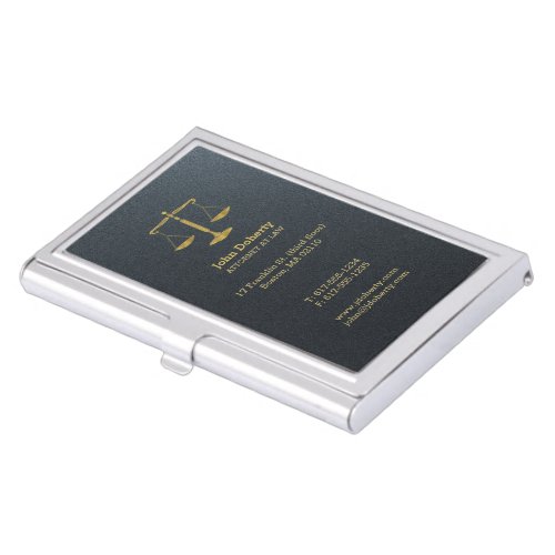 Attorney at Law  Golden Scales of Justice Business Card Holder