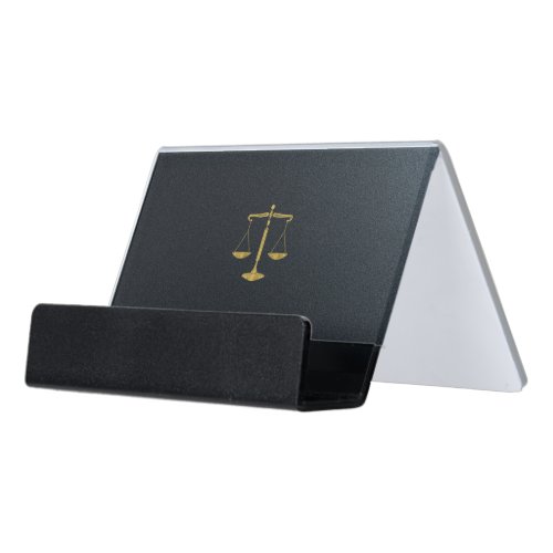 Attorney at Law  Golden Scales of Justice Desk Business Card Holder
