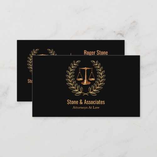 Attorney at Law Golden Wreath  Scale of Law Busi Business Card